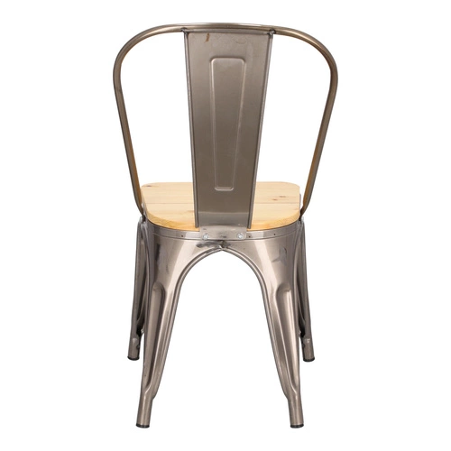 Kovová jídelní židle Paris Wood D2.DESIGN s dřevěným sedákem v industriálním stylu