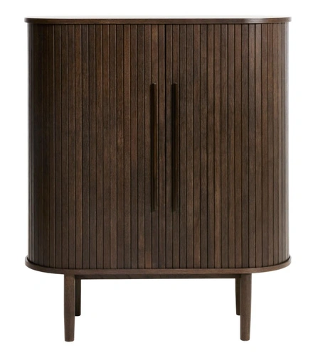 Vysoká komoda Meta 100 cm moderní rýhovaná dub do obývacího pokoje