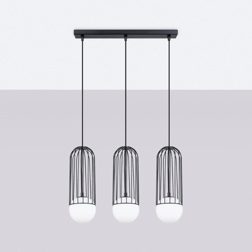 Závěsné svítidlo BRINA 3L černé moderní trojité nad stůl do obýváku a jídelny