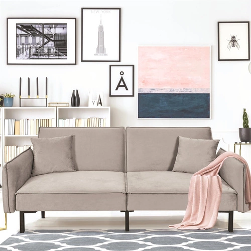 Rozkládací pohovka Canif Velvet šedá moderní dvoumístná do obýváku a malého bytu Intesi