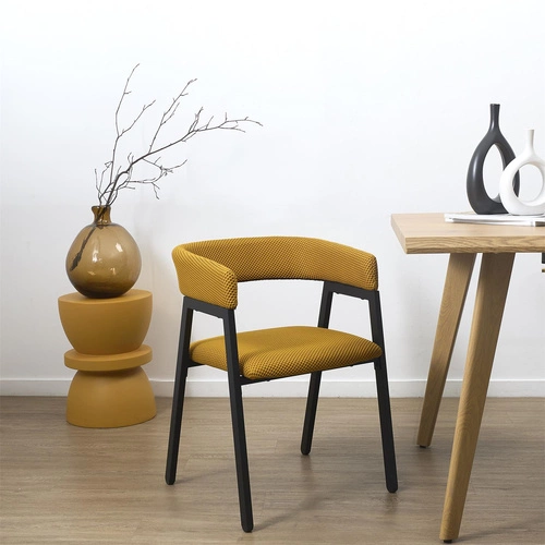 Žlutá čalouněná jídelní židle Craft Intesi s područkami, moderní do kuchyně