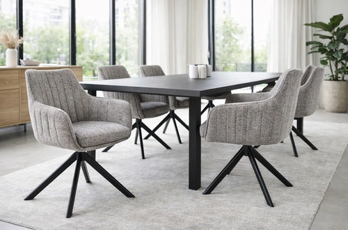 Otočná šedá čalouněná jídelní židle Murray s područkami