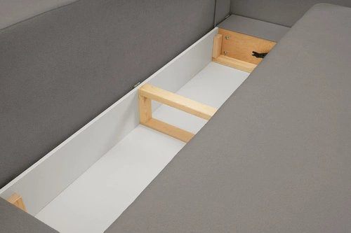 Rozkládací pohovka Salby pro 3 osoby s úložným prostorem a funkcí spaní šedá do obýváku