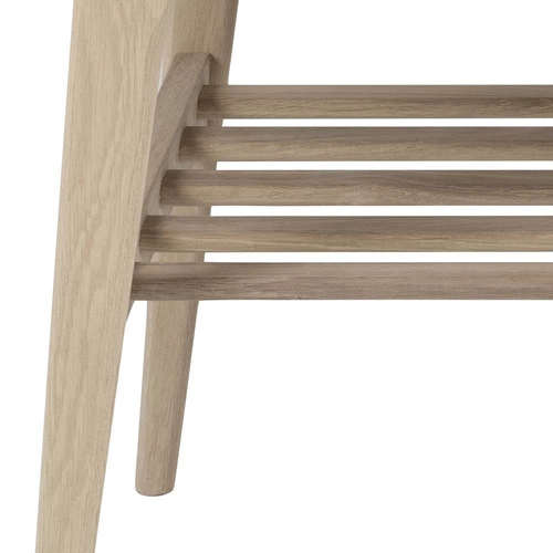 Obdélníkový dřevěný konferenční stolek Woodstock 120x60 bělený dub s policí do obýváku skandinávský