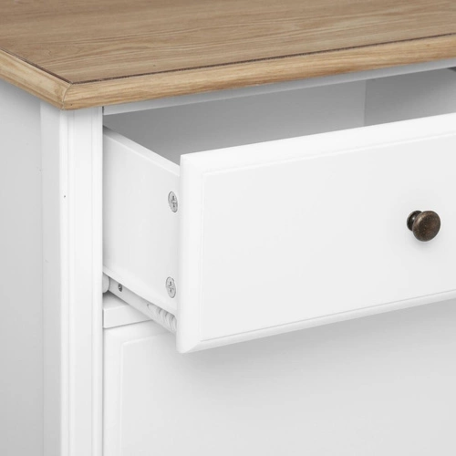 Bílá komoda se zásuvkami Solen 88 cm skandinávská na nožkách do ložnice Atmosphera