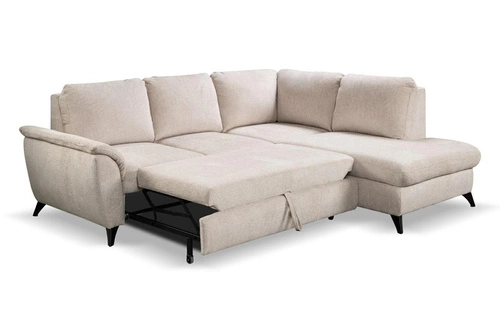 Rohová sedací souprava s rozkladem pravá béžová Nevada moderní do obýváku s úložným prostorem