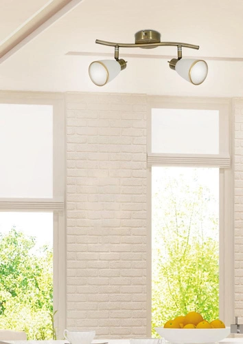 Stropní lampa Regent bílá a zlatá nastavitelná 2bodová do obývacího pokoje a jídelny