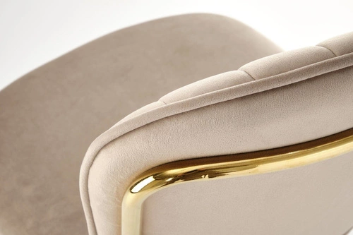 Čalouněná sametová židle Rachel béžová do jídelny a obýváku se zlatými nohami Intesi