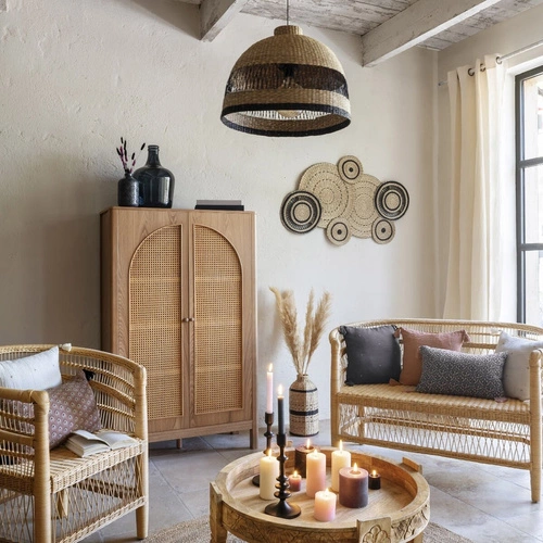 Boho nástěnná dekorace Isaure Atmosphera z juty a kovu 115 cm ozdoba na stěnu do obýváku