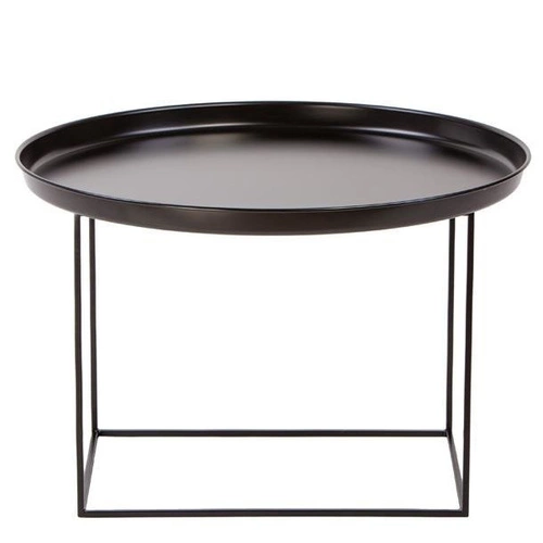 Kulatý kovový konferenční stolek Ramme černý moderní 63 cm do obýváku NORDIFRA