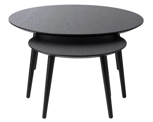 Sada 2 konferenčních stolků Adda kulatý černý dub do obývacího pokoje