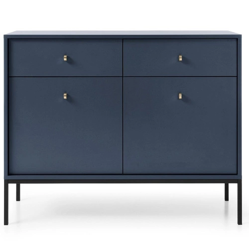 Komoda Evora modrá se zásuvkami na vysokých nohách glamour do obýváku 104 cm Intesi