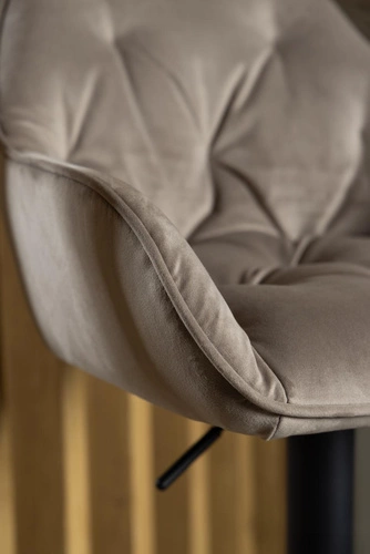 Barová židle Brooke VIC béžová sametová s opěrkou a područky otočná výškově nastavitelná do kuchyně