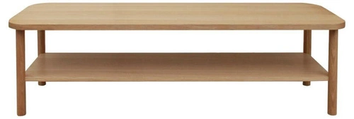 Obdélníkový konferenční stolek Banbury dřevěný s policí 150x50 cm skandinávský do obýváku