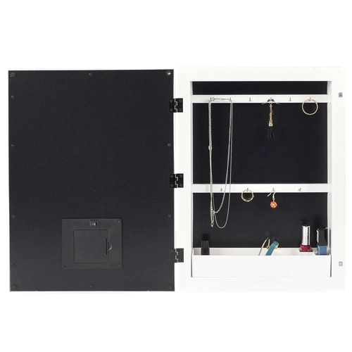 Závěsná koupelnová skříňka s LED zrcadlem Intesi bílá moderní 30 cm mělká