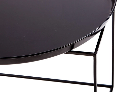 Kulatý černý kovový konferenční stolek Ramme moderní do obýváku NORDIFRA 43 cm