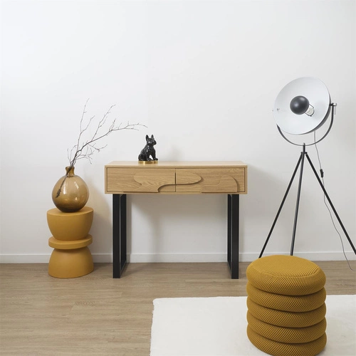 Konzolový stolek Calypso Intesi boho japandi se zásuvkami dub/černá do předsíně nebo obýváku 100 cm