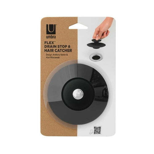 Silikonová zátka do dřezu Umbra Flex černá univerzální do koupelny a kuchyně 10 cm