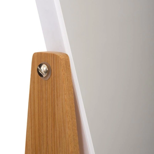 Stojací zrcadlo Natureo obdélníkové bambusové bílé boho k toaletnímu stolku na líčení