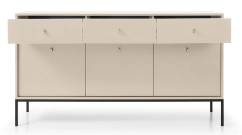 Moderní béžová komoda Evora se zásuvkami na vysokých nohách 154 cm do obýváku Intesi
