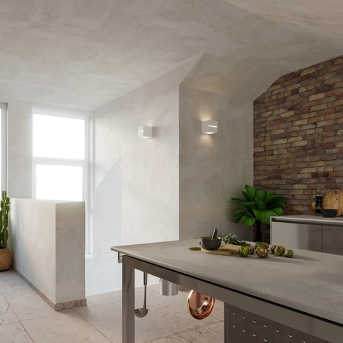 Moderní nástěnné svítidlo LEO LINE Sollux bílá keramika do obýváku a ložnice 14x14 cm