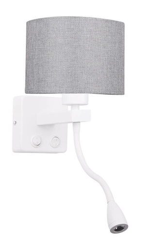 Nástěnné svítidlo Polo 1x40W E27 + 2W LED bílé stínítko kulaté šedé