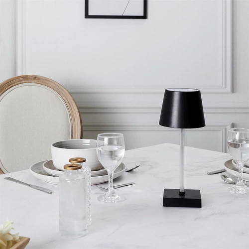 LED noční lampička Blanca černá dotyková bezdrátová do ložnice a na stůl Intesi