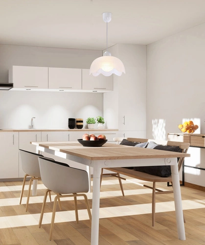 Závěsné svítidlo Bratek bílé skleněné moderní do obýváku a ložnice snadné čištění