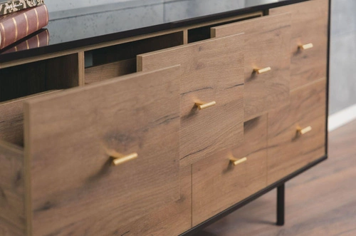 Komoda se zásuvkami MAUD černá dub craft tobacco moderní do obýváku a ložnice SKANDICA