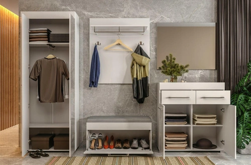 Komoda Amanda bílý lesk moderní se zásuvkami do předsíně 90 cm Intesi