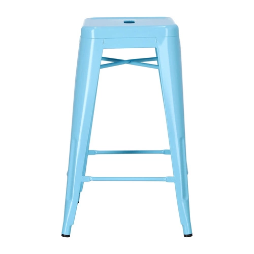 Barová stolička Paris 66 cm modrá kovová industriální bez opěrky k kuchyňskému ostrůvku D2.DESIGN