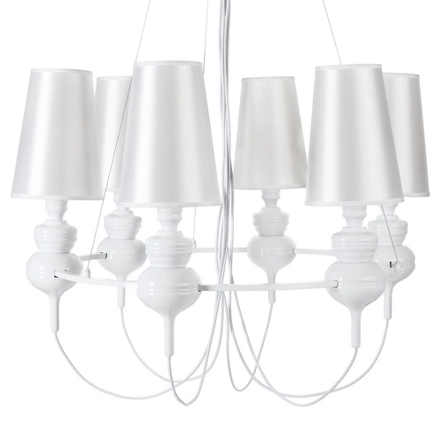 Závěsné svítidlo QUEEN-6 bílá glamour do obýváku a jídelny, výškově nastavitelné 82 cm Step into Design