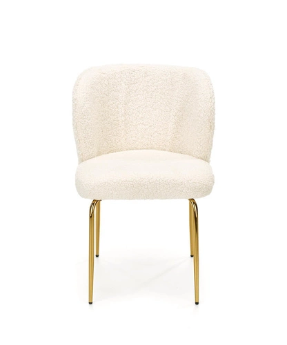 Jídelní čalouněná židle Leonore boucle krémová se zlatými nohami Intesi elegantní