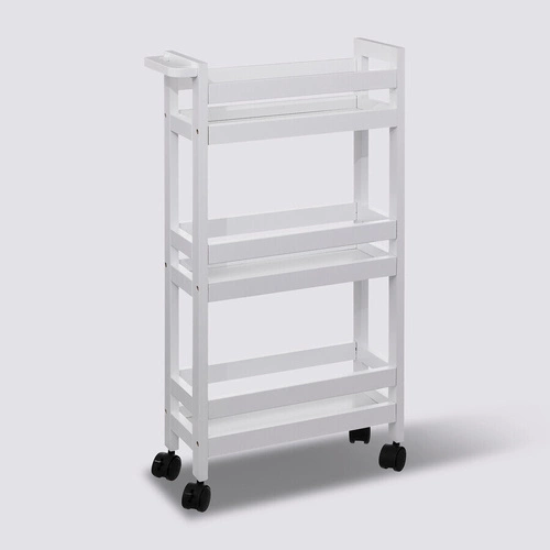 5five simply smart bílý kuchyňský vozík na kolečkách se 3 policemi do koupelny nebo kanceláře 75 cm