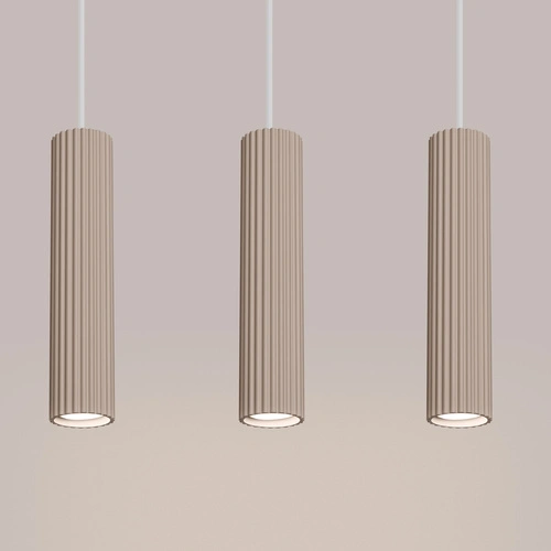 Závěsné svítidlo KARBON 3ramenné béžové moderní do kuchyně a nad ostrůvek