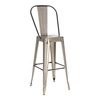 Barová židle Paris Back 75 cm kovová industriální s opěrkou do kuchyně a k ostrůvku šedá D2.DESIGN