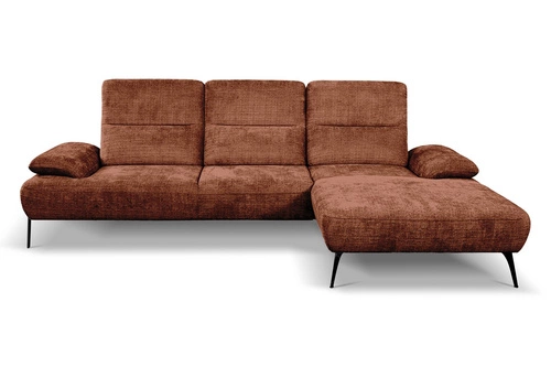 Moderní rohová sedačka do obýváku Rasmus terakota pravá s polohovatelným opěradlem Intesi