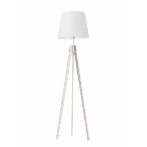 Stojací lampa tripod ARUBA bílá dřevěná s textilním stínidlem do obýváku moderní Lysne
