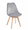Jídelní židle Bess Velvet šedá čalouněná sametová skandinávský styl s dřevěnými nohami Intesi