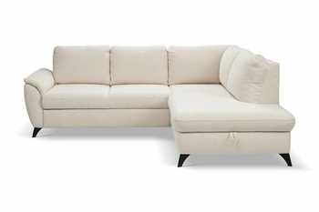 Rohová rozkládací pohovka Nevada béžová pravá moderní do obýváku s úložným prostorem