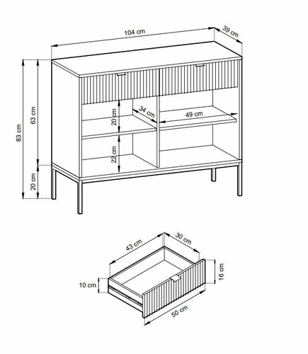 Lahodná černá komoda s drážkami výprodej