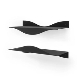 Sada 2 moderních černých kovových nástěnných polic Surf do obýváku Umbra