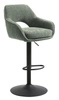 Barová židle Cowley zelená výškově nastavitelná s opěrkou na černé noze