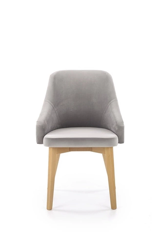 Čalouněná sametová jídelní židle Alain Intesi šedá s područkami dřevěná