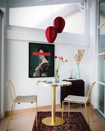 Kovová zahradní židle Summer SCAB Design zlatá s polštářem moderní na zahradu a terasu