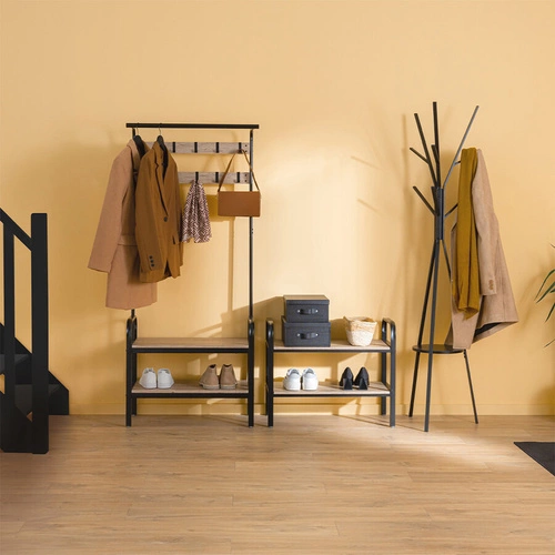 Industriální botník Jano 5five simply smart černý a přírodní do předsíně 71 cm