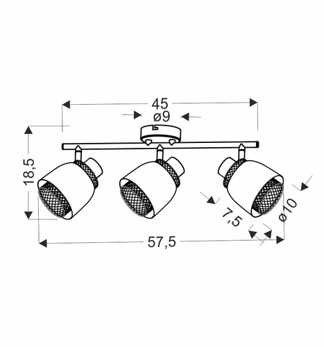 Stropní svítidlo Aleksandria černé kovové nastavitelné 3bodové do obýváku a ložnice