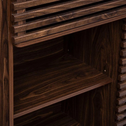 Vysoká hnědá komoda Asmar s policemi na nožkách do obýváku a ložnice 100 cm moderní