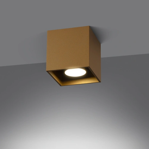 Stropní svítidlo čtvercové QUAD 1 zlaté kovové moderní do obývacího pokoje SOLLUX LIGHTING
