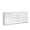 Komoda Flory 190 cm bílá lesk moderní se zásuvkami do obýváku Intesi